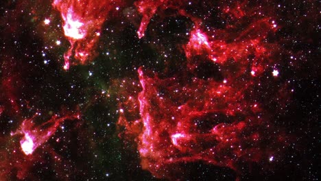 vuelo espacial de bucle abstracto volar a la misteriosa nube de nebulosa roja en el espacio con estrella brillante. exploración espacial para brillar nebulosa galaxia. ilustración 4k 3d bucle sin costuras viaje espacial de ciencia ficción volar a las nebulosas alienígenas.