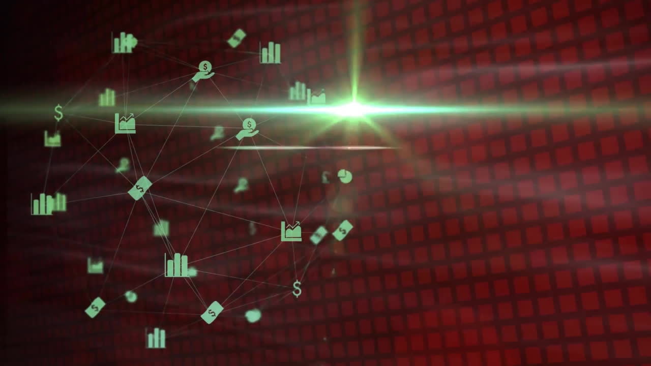 animación del globo de la red de conexiones con iconos