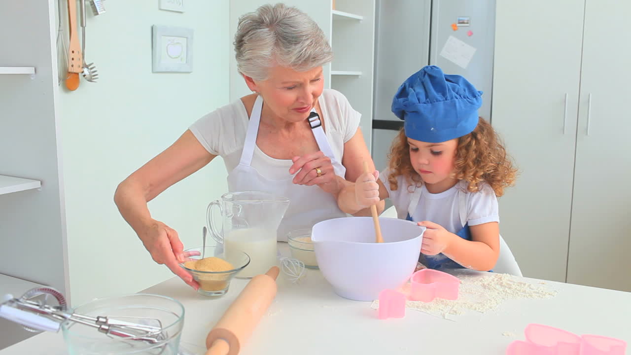 Adorable little child cooking 