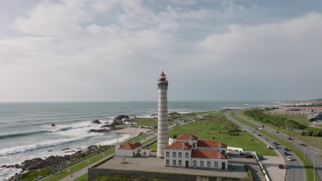 Faro-De-Leça-Da-Palmeira,-Vista-Aérea