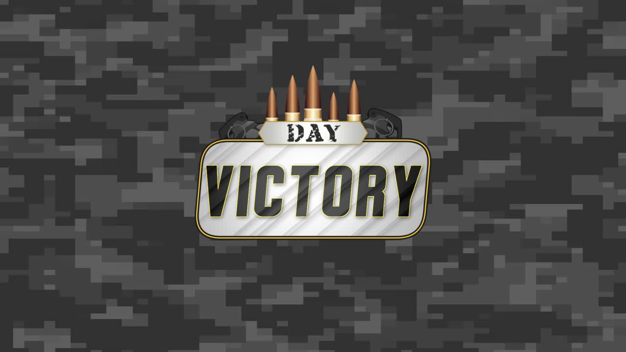 día de la victoria con patrones militares y granadas