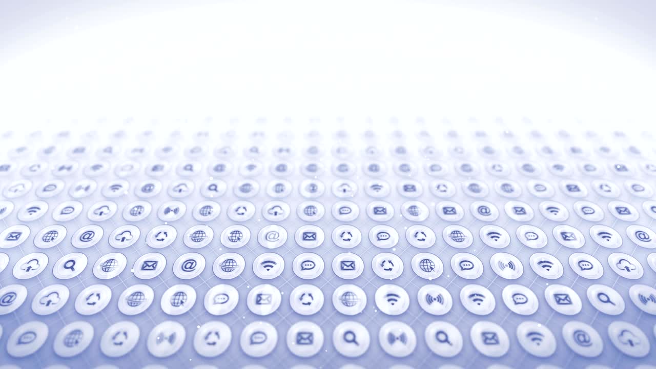 Set of Web Icons, Internet Communication Background, CG Loop Animation,