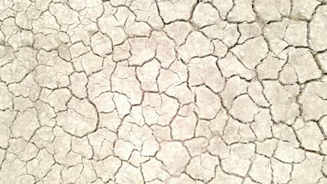 a top-down view of barren land due to drought and climate change, with cracked soil and a close-up zoom highlighting the severity of the situation