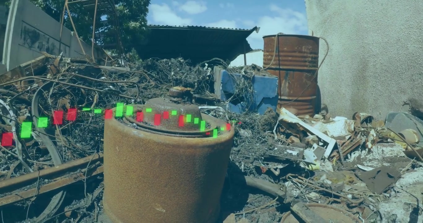 Animazione dell'elaborazione di dati finanziari su una discarica.