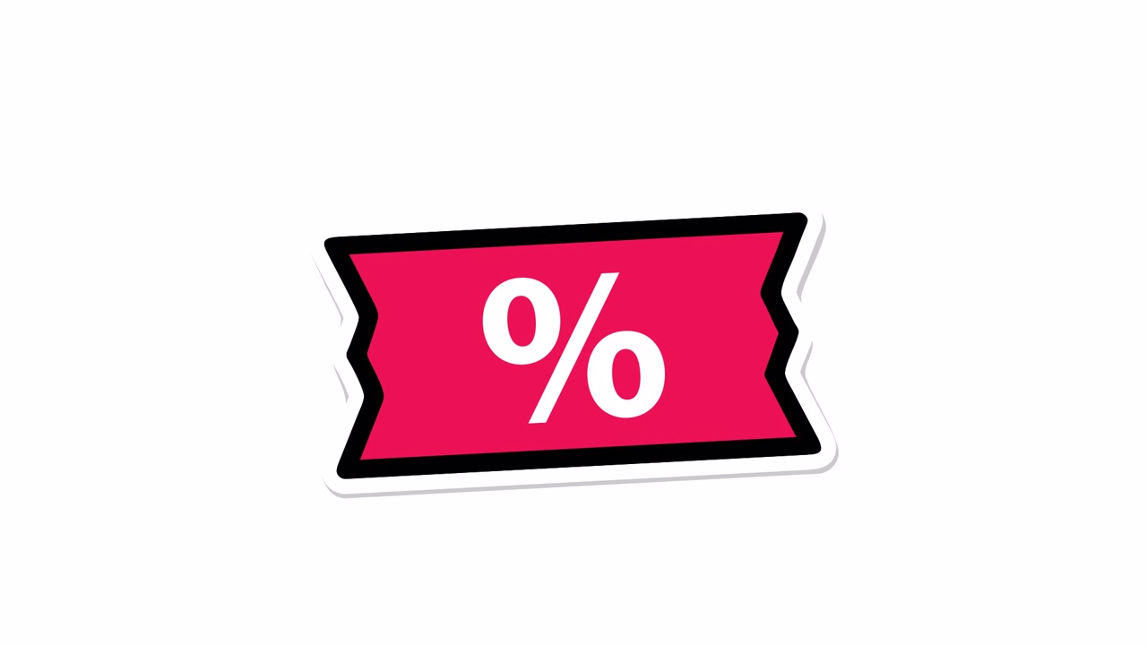 Icona animata rosa con cartellino di sconto percentuale