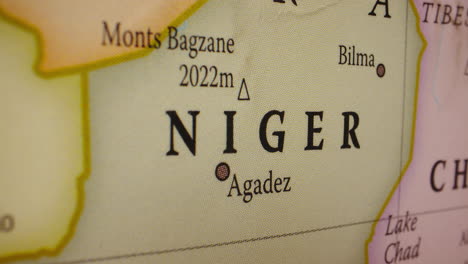 close-up of niger on a map