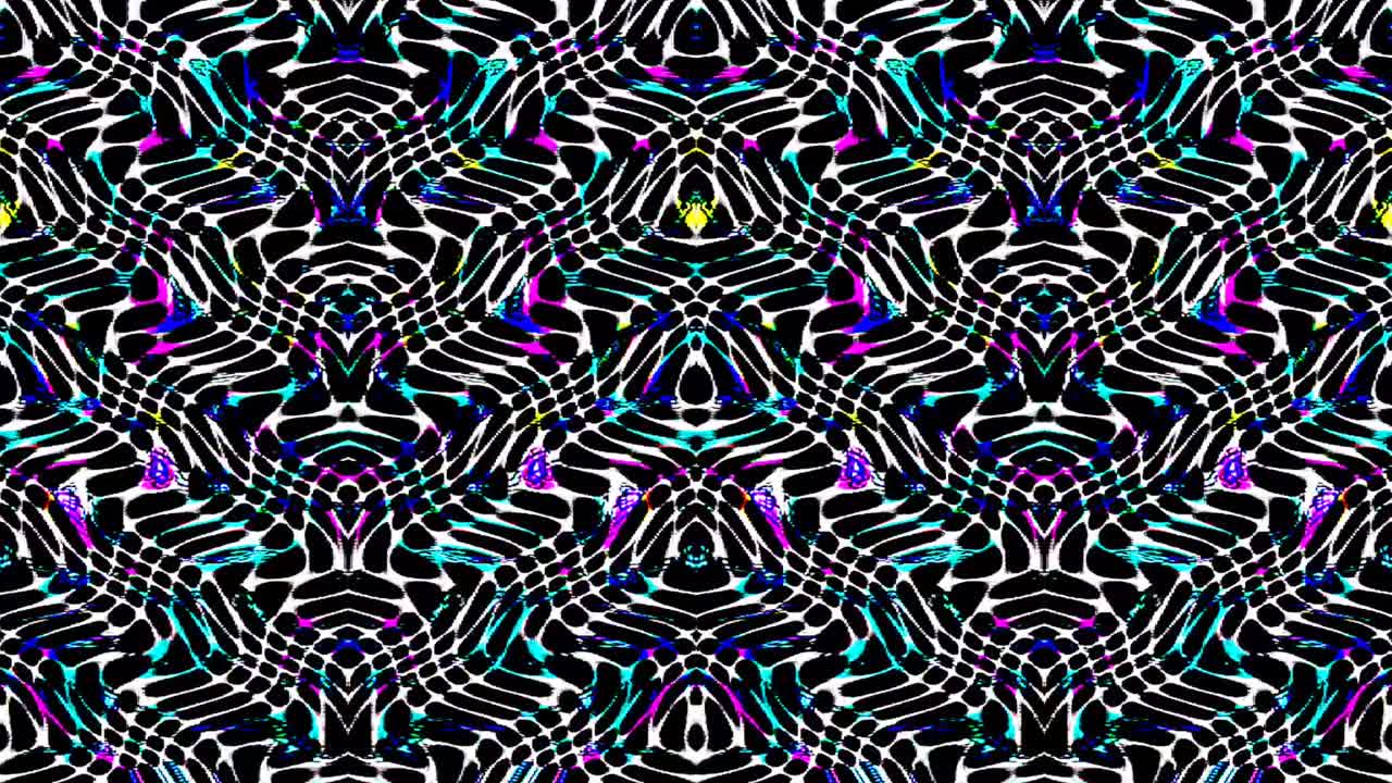 shining bright lines set wave motion, colorful, on black background