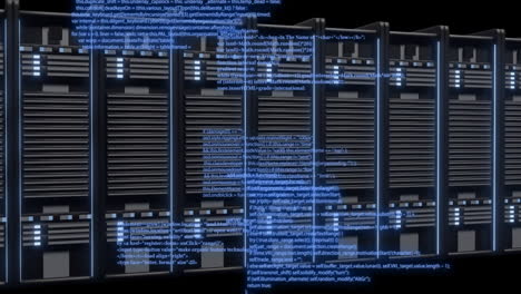 Animation-of-digital-data-processing-over-computer-servers