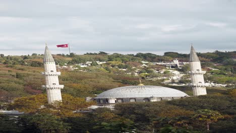 turkish mosque and cemetery landscape