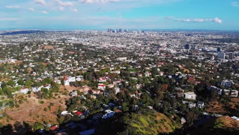drone flying over los angeles, usa