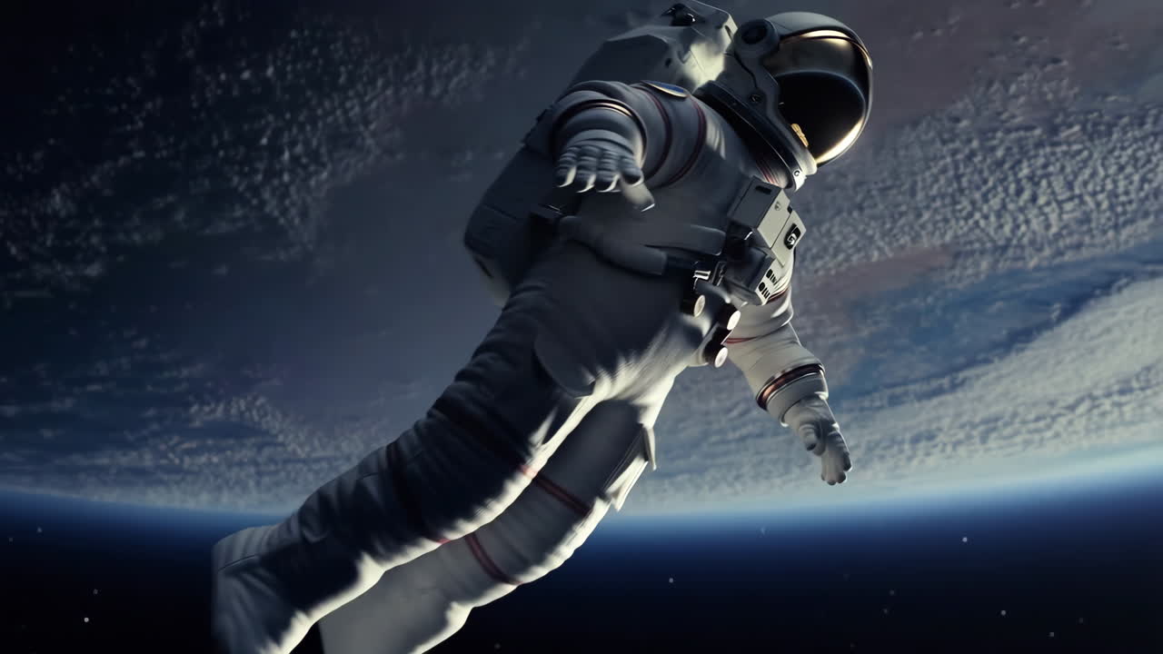 Astronaut Floating in Earth's Orbit