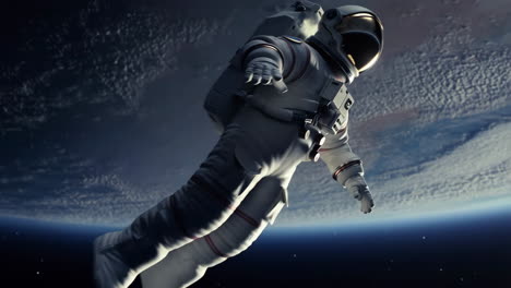astronaut floating in earth's orbit
