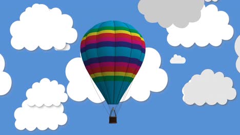 Air-balloon-flying-against-clouds-and-sky