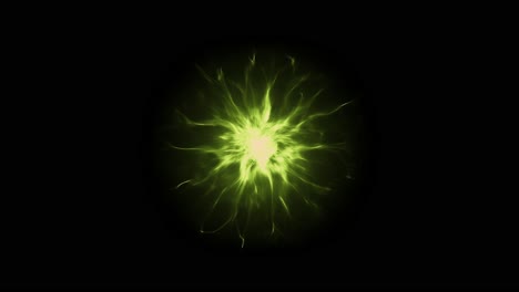 pulsating green energy sphere with crackling tendrils on a black background. abstract animation for power source magic or sci-fi visuals