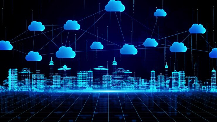 Smart city of cybersecurity digital data of futuristic Loop Background.
