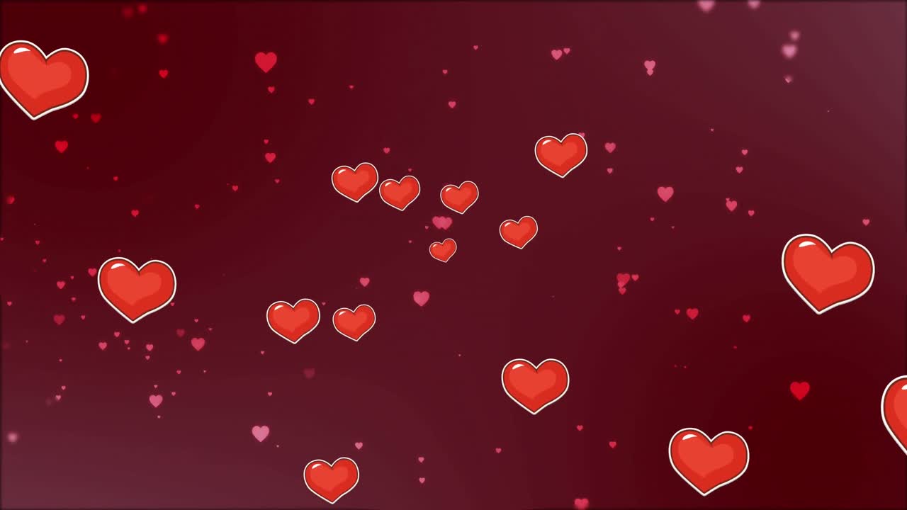 Animazione di forme a cuore che si ripetono su sfondo astratto