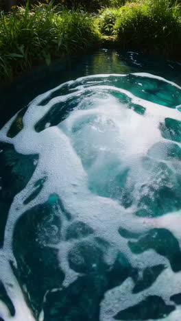 crystal clear spring with bubbles