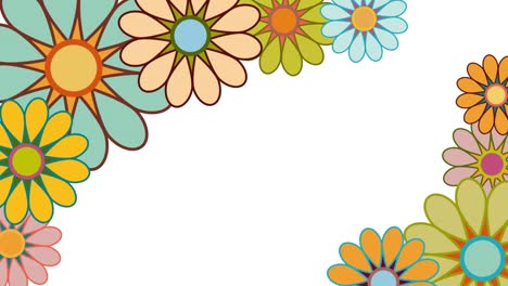 fondo de primavera retro. flores rotativas animadas. animación de dibujo floral en diseño plano, imágenes en bucle