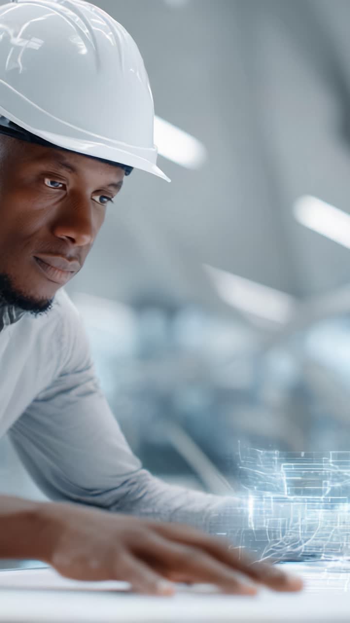 Engineer Analyzing Architectural Design in a Modern Workspace, Utilizing Digital Tools to Create and Visualize Innovative Building Concepts and Structures