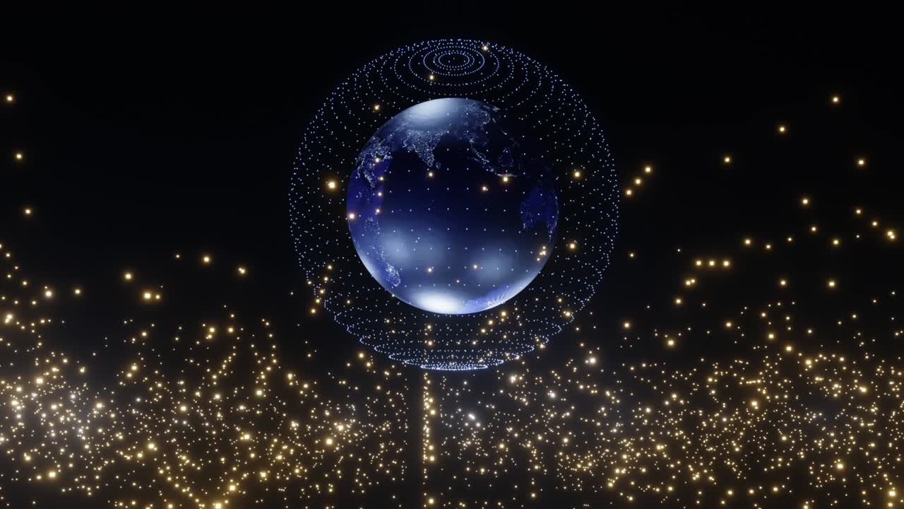 4k infografías artísticas números binarios túnel y rotación del globo terrestre tecnología conexión de datos de red