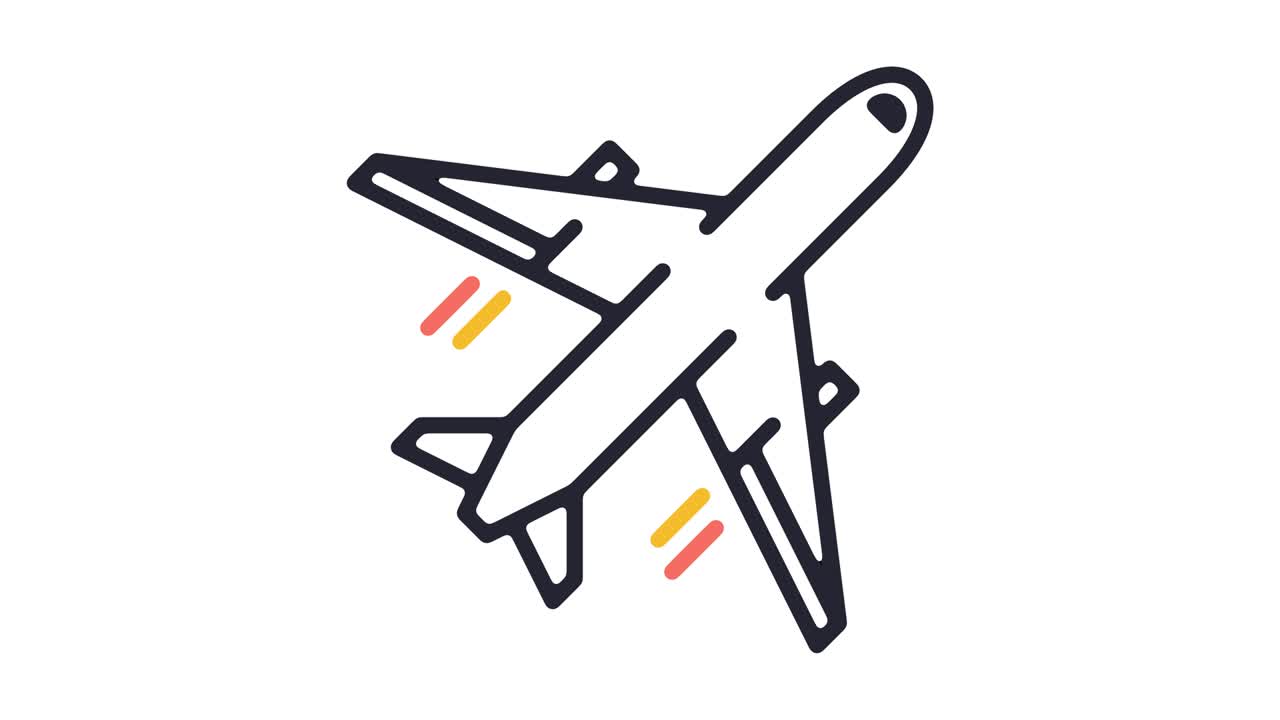 비행 시레이터 소프트웨어 라인 아이콘 애니메이션