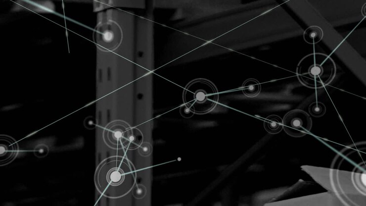 Animation of network of connections over warehouse