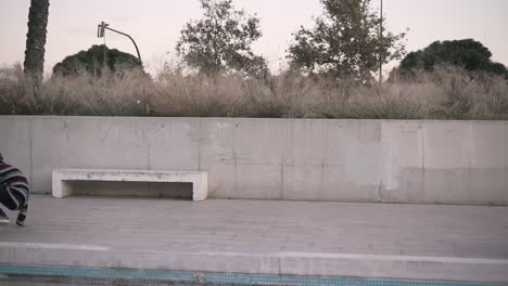 skateboarding at a urban park