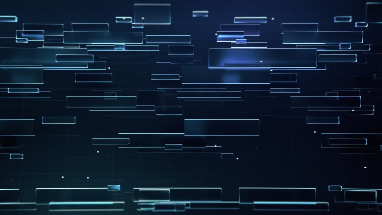 animación digital 3d con formas de textura abstracta rectangulares en movimiento en color azul oscuro brillante para su uso en vídeos de fondo de reproducción, informes de noticias, pantallas de carga.