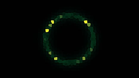 animación pointalize pintada de círculo verde y amarillo sobre fondo negro
