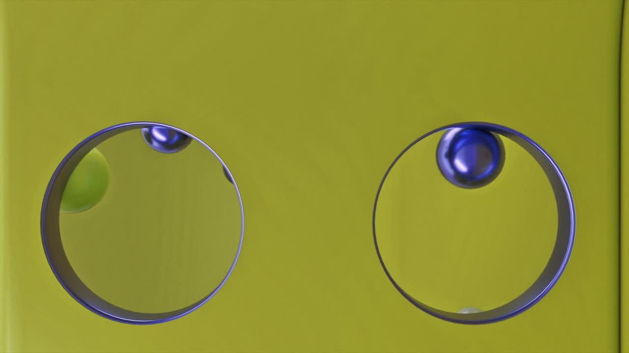 Abstract 3D Render of Colorful Balls on a Green Surface