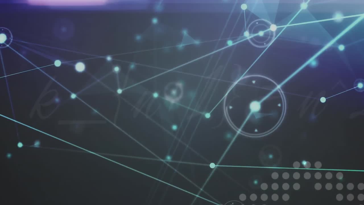 animación de una red de conexiones brillantes contra un fondo azul