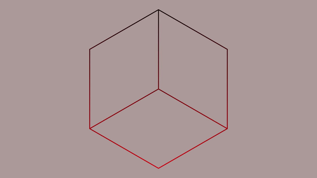 회색 배경에 대해 큐브 모양의 윤 ⁇ 이 형성되는 디지털 애니메이션