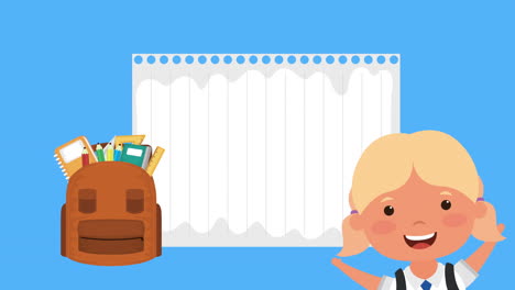 back to school season with paper sheet and schoolbag