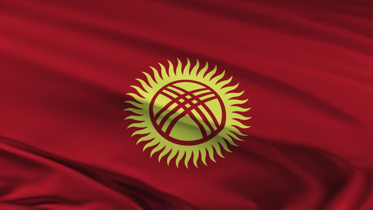 キルギスタンの国旗は風に振り回される 3d アニメーション