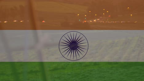 Animación-De-La-Bandera-De-La-India-Sobre-Pilones.