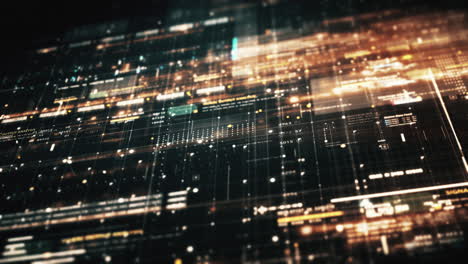 advance data matrix, telemetry and encrypt numbers simulation user interface display in cyber space abstract de-focus environment background
