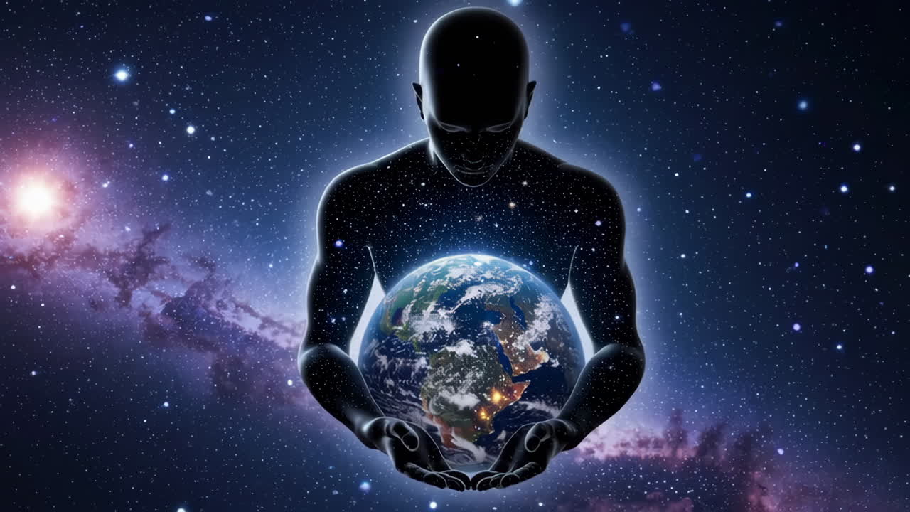 Human Holding Earth in Space