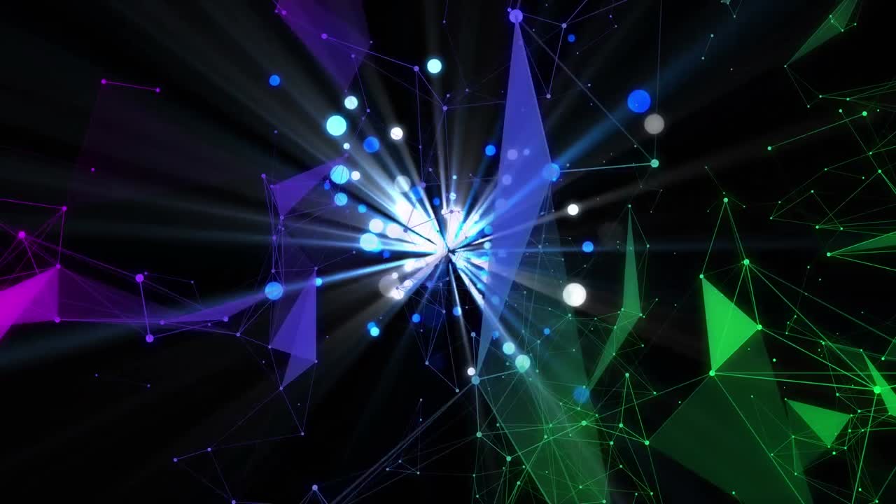 회전하는 스포트 라이트의 애니메이션은 검은 공간에서 스포트 라이트 위로 이동합니다.