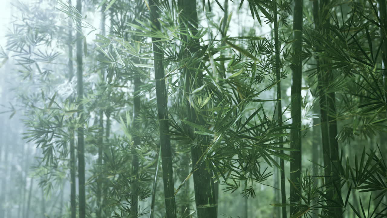 atmósfera matutina en un bosque de bambú