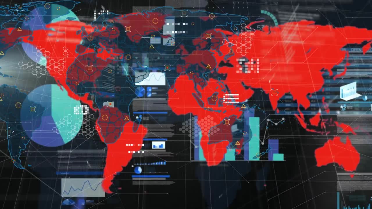 Animation of world map over data processing