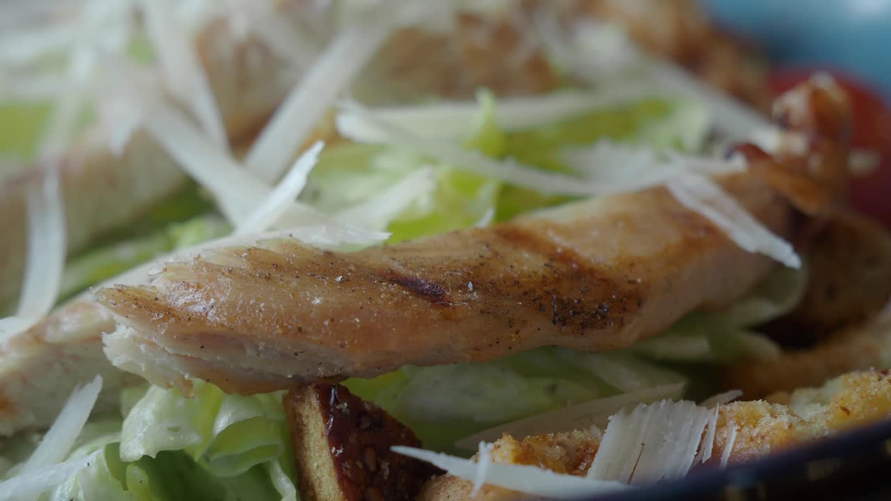 Close-up of Caesar Salad with Grilled Chicken
