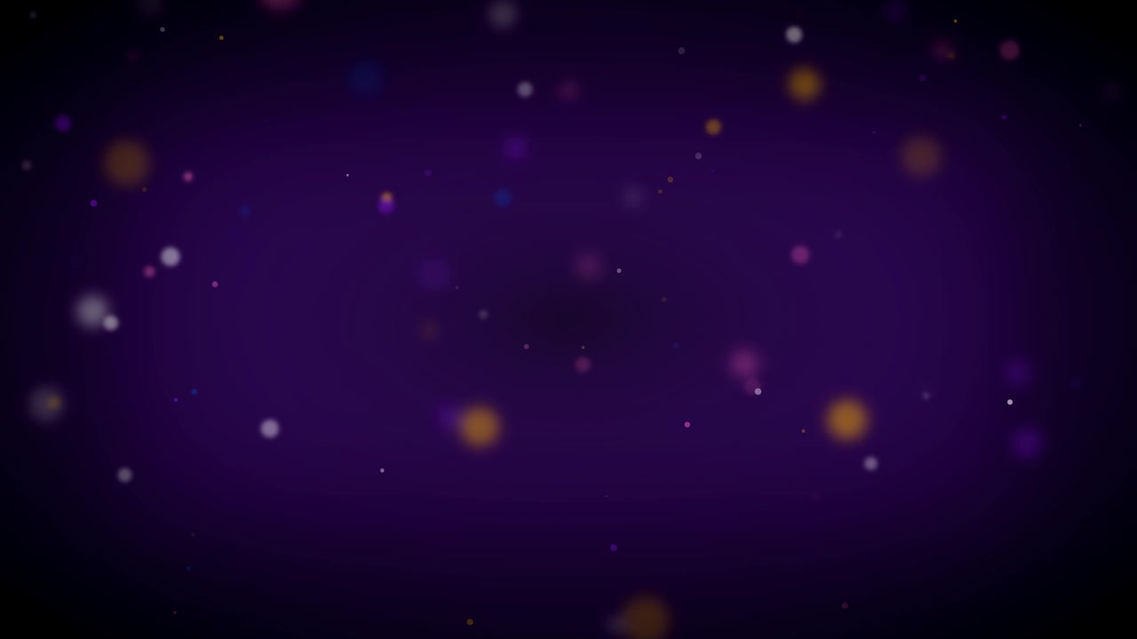 Abstract Motion Background with Floating Colorful Particles on Dark Purple