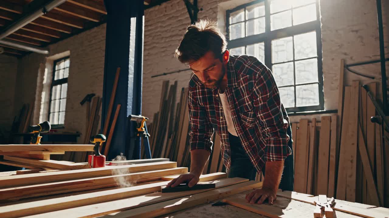 Carpintero trabajando en un taller