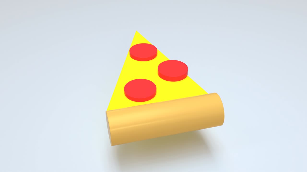 자신의 축을 회전하는 피자 조각의 3d 모델