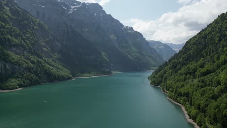 klöntalersee lake, glarus canton, switzerland. blue water