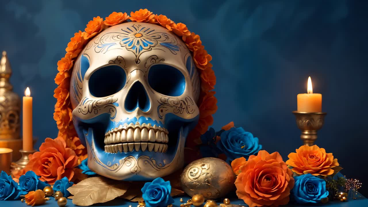 죽은 설탕 두개골 장식의 날