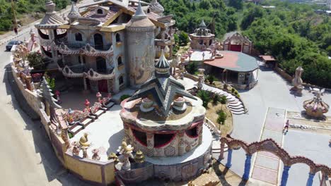 view of bakhoun castle in dennieh casa, lebanon at daytime - aerial drone shot