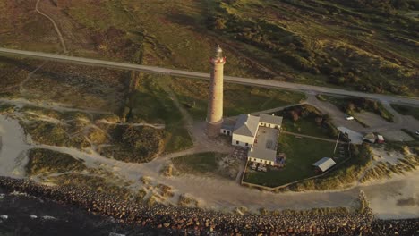 iconische architectuur van de vuurtoren van skagen nabij jutland, denemarken