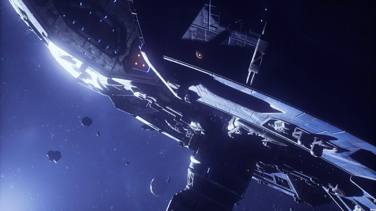 Futuristic Spaceship in Deep Space