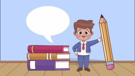 estudiante con lápiz y libros